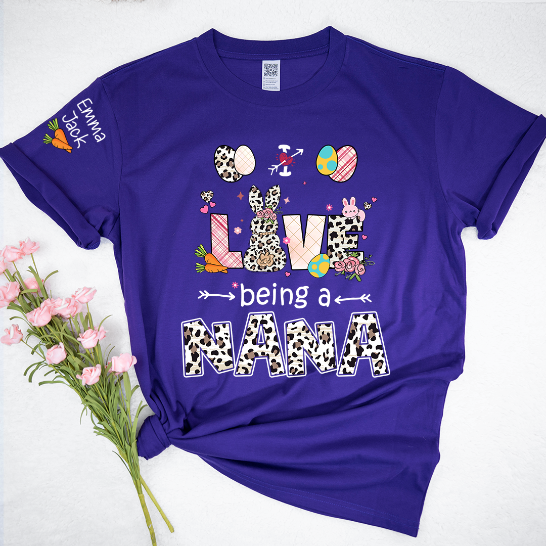 Love Being a Nana T Shirt, Cute Easter Bunny Family Shirt For Nana And Kids