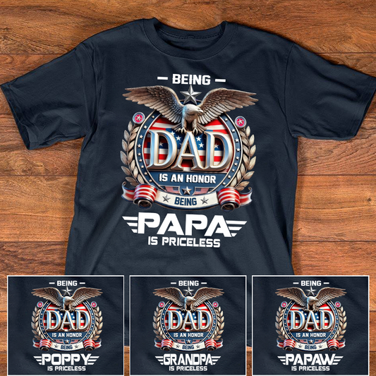 Papa Shirt Patriotic Eagle Design, Being Dad Is an Honor Quote T Shirt, Gift for Grandpa Papa
