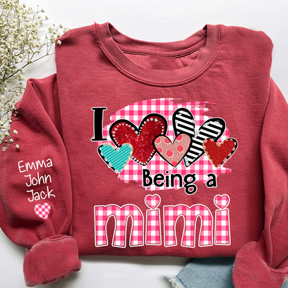 Valentine Mimi Crewneck Sweatshirt, Cute Heart Family Love Design, For Gift Grandma And Kids