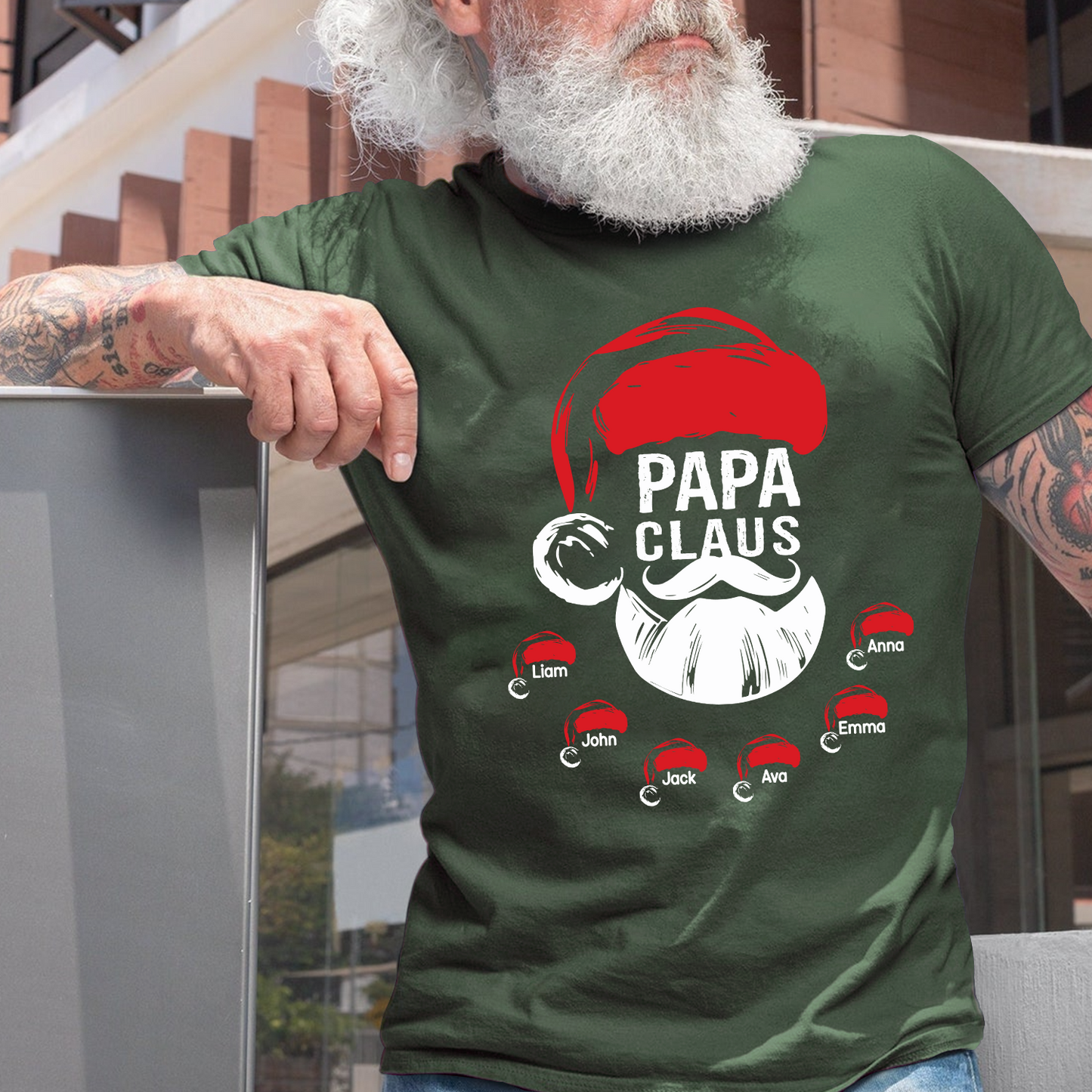 Custom Papa Claus Christmas, Gift For Papa And Kids T-Shirt