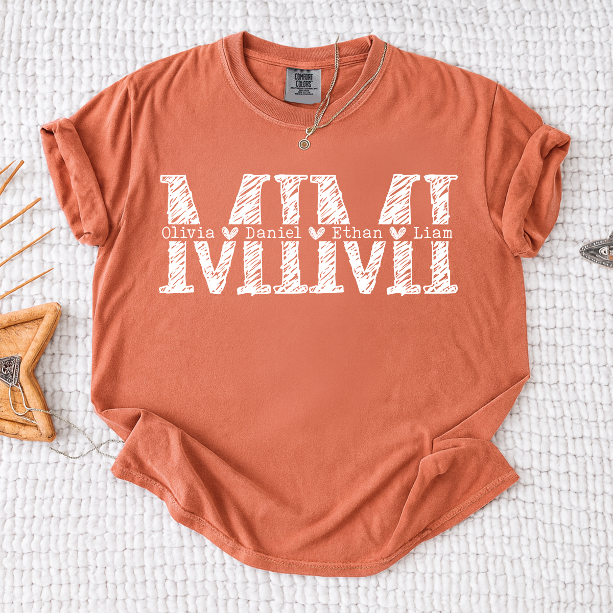 Comfort Colors Personalized Mimi Shirt, Custom T Shirt with Kids Names, Mimi Design for Grandmother, Perfect Gift for Mother's Day