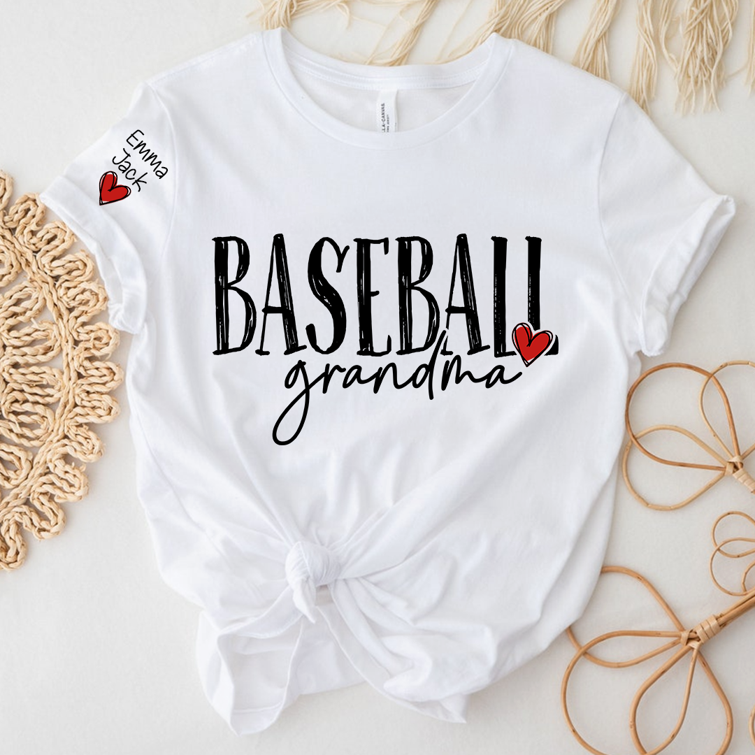 Baseball GrandmaT-Shirt, Custom Name Nana Shirt with Retro Baseball Graphic