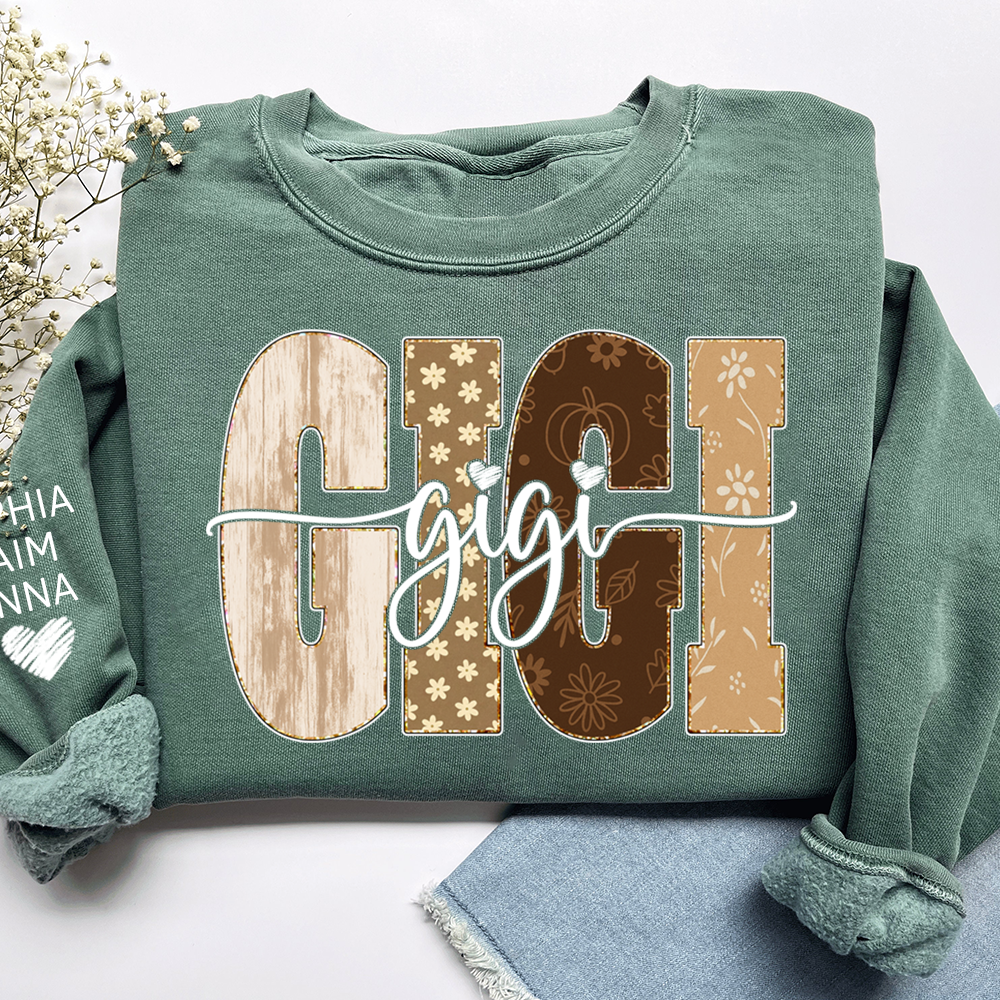 Autumn Floral Bible Sweatshirt with Flowers, Custom Nicknames for Grandma and Kids