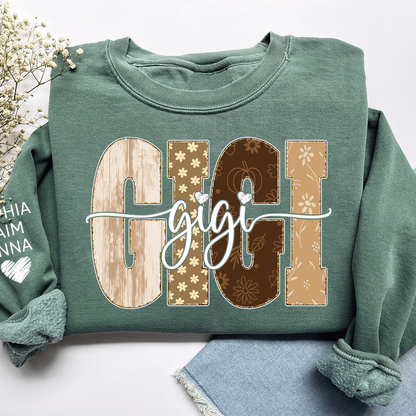 Autumn Floral Bible Sweatshirt with Flowers, Custom Nicknames for Grandma and Kids