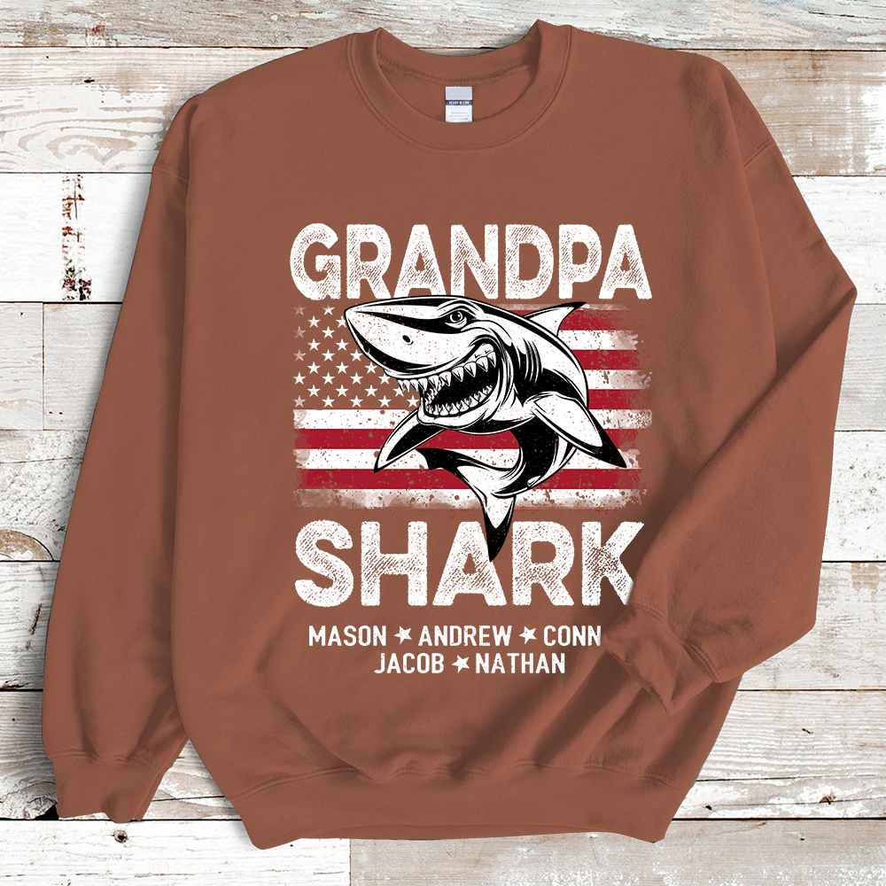 Grandpa Shark With Grandkids Sweatshirt