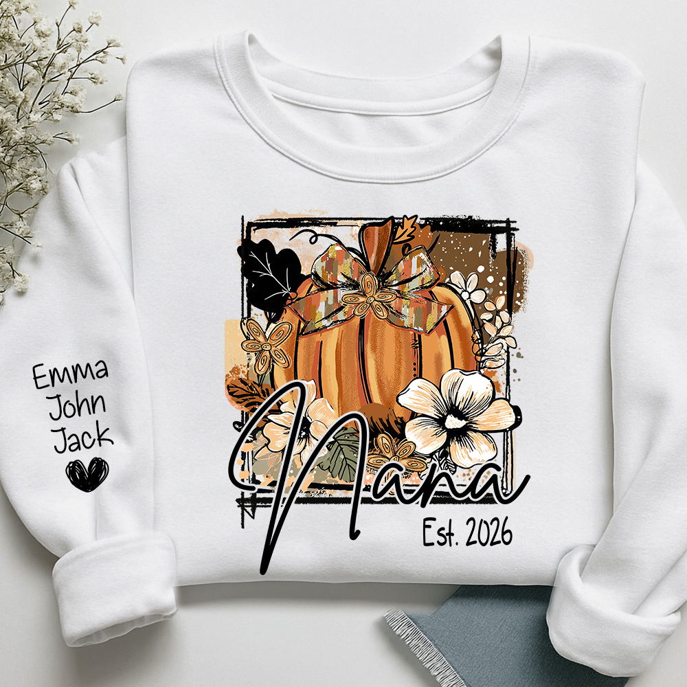 Mimi Fall Pumpkin Bow T Shirt, Personalized Grandma Tee, Autumn Floral Graphic Shirt, Gift for Mimi Lovers and Family