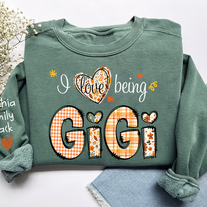 Personalized Autumn I Love Being Sweatshirt for Grandma And Kids