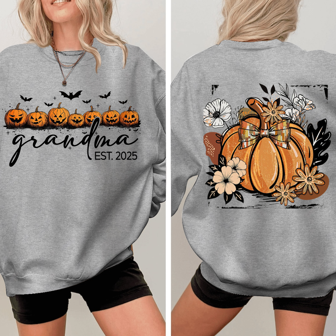Vintage Autumn with Floral Fall Pumpkin, Custom Nicknames for Grandma and Kids