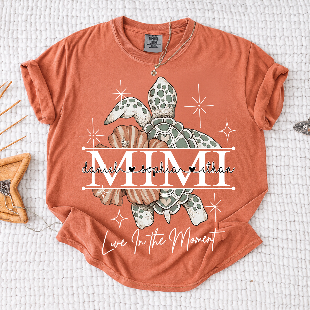 Comfort Colors® Mimi Ocean Turtle T-Shirt Custom Family Names Beach Style