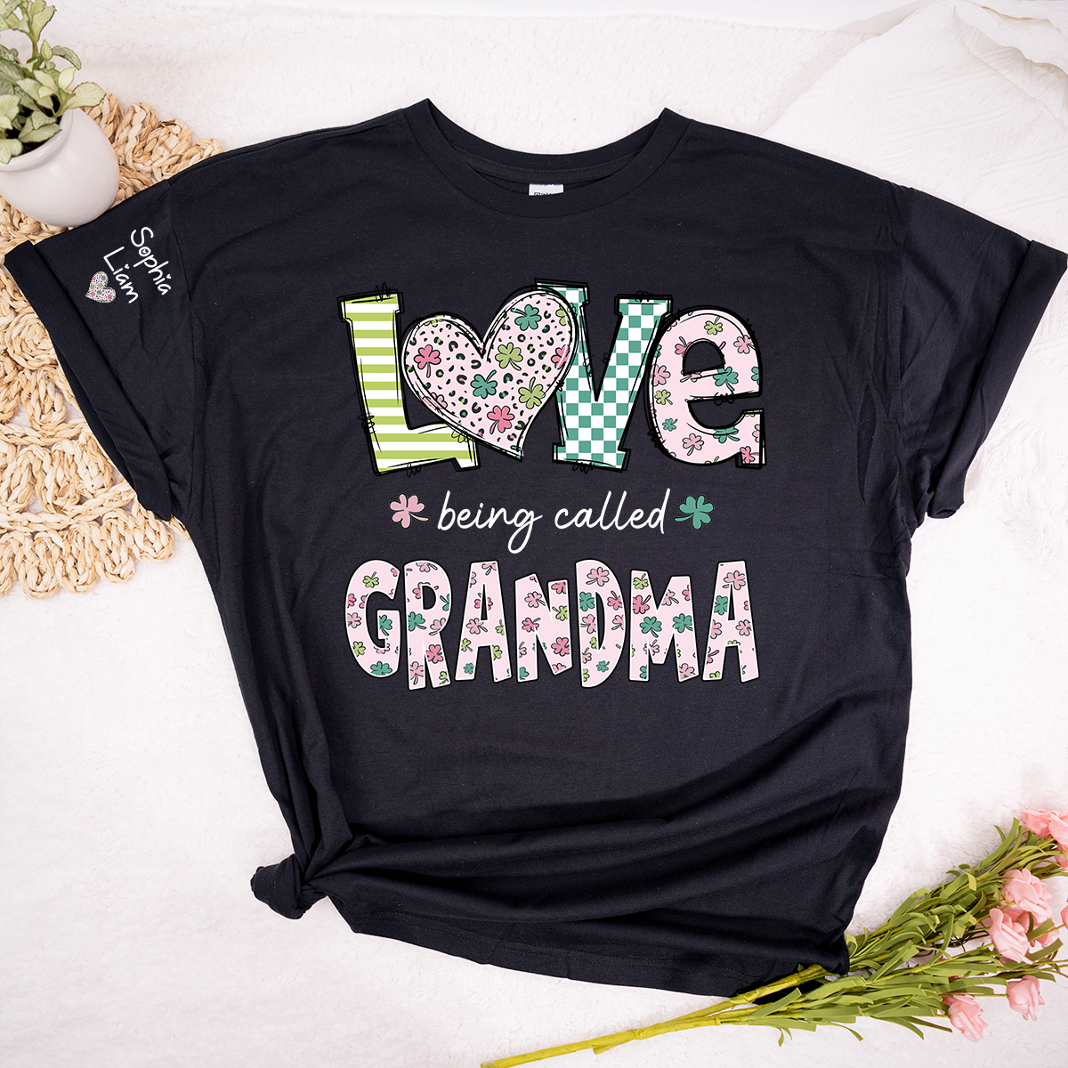 Love Being Called Grandma Shirt for Women, Custom Grandma Name Shirt, Floral Style Family T Shirt, Grandma Birthday or Holiday Gift
