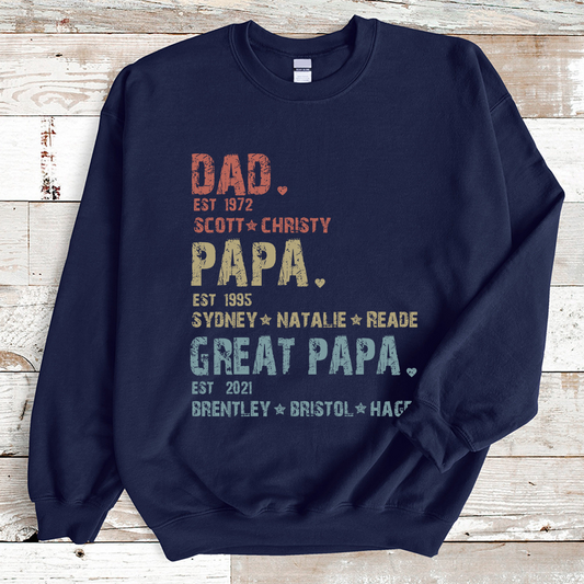 Dad Papa Great Papa And Kids Sweatshirt