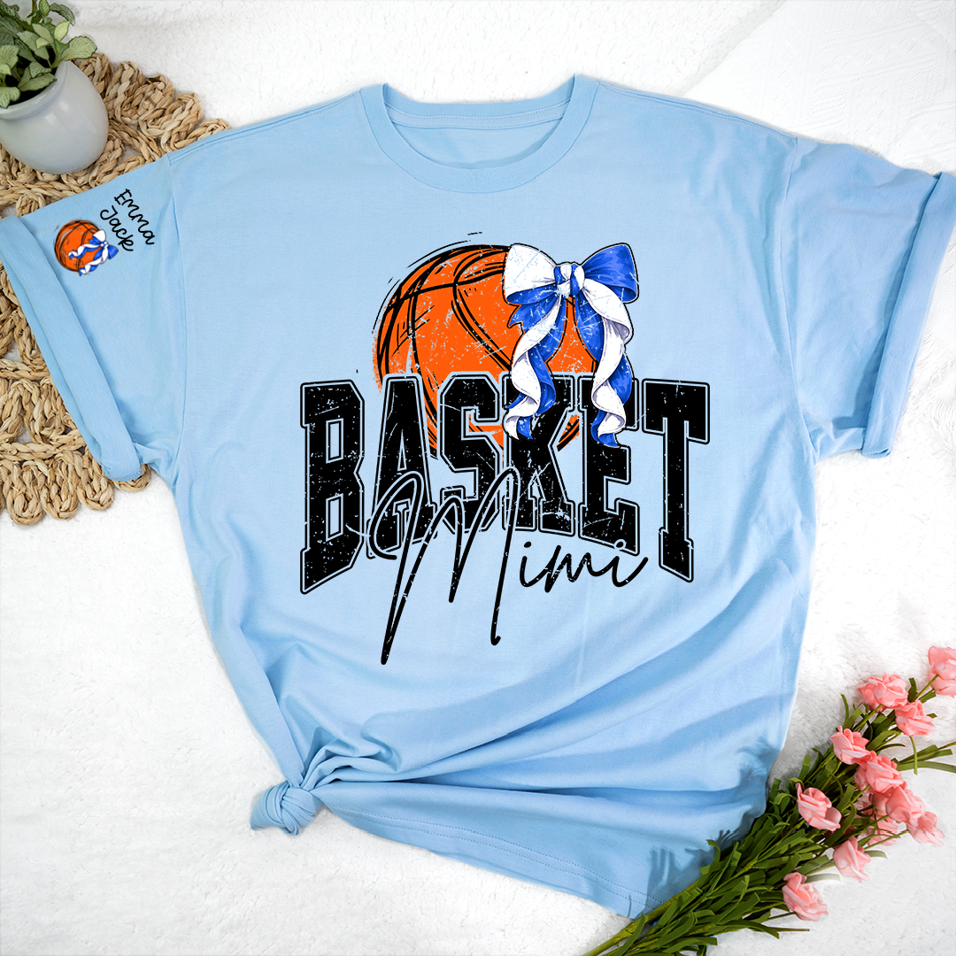 Basketball Mimi Shirt Personalized with Grandkids Names, Custom Basketball Family Tee