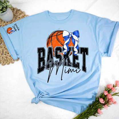Basketball Mimi Shirt Personalized with Grandkids Names, Custom Basketball Family Tee
