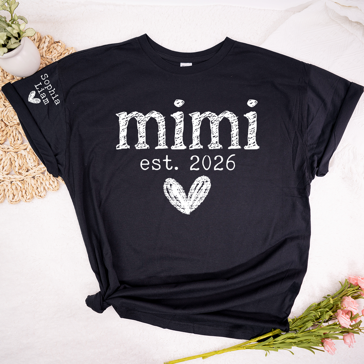 Mimi Est. 2026 Shirt, Personalized Mimi T Shirt, Custom Grandma Gift, Cute Heart Design for Mimi