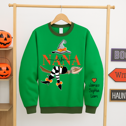Personalized Nana Witch And Grandkids 2025 Sweatshirt Mix Sweatshirt Mix