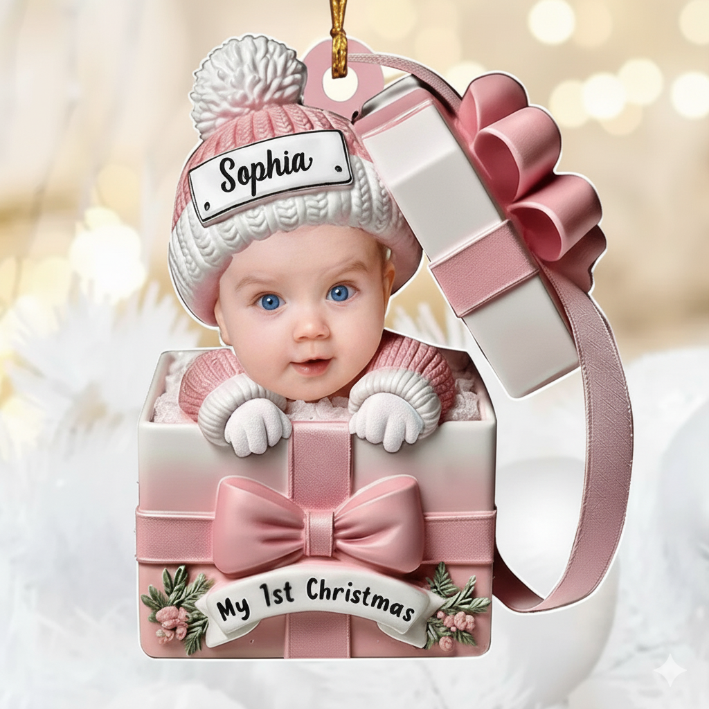 Baby Inside Gift Box - Personalized Custom Acrylic Ornament