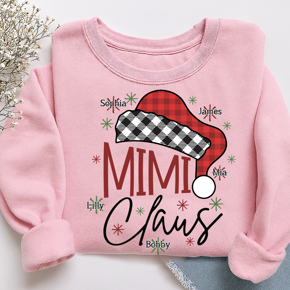 Personalized Mimi Claus Christmas Sweatshirt, Custom Grandma Shirt with Kids Names