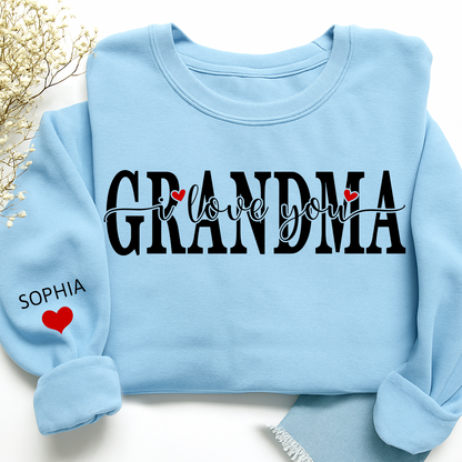 Personalized Family Sweatshirt for Grandma, Loved Beyond Measure Design, Custom Names Crewneck