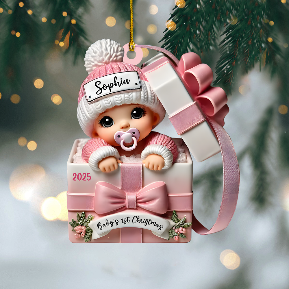 Custom Baby Ornament 2025 – Personalized Name & Year Baby’s 1st Christmas Keepsake for Boys and Girls Ornament