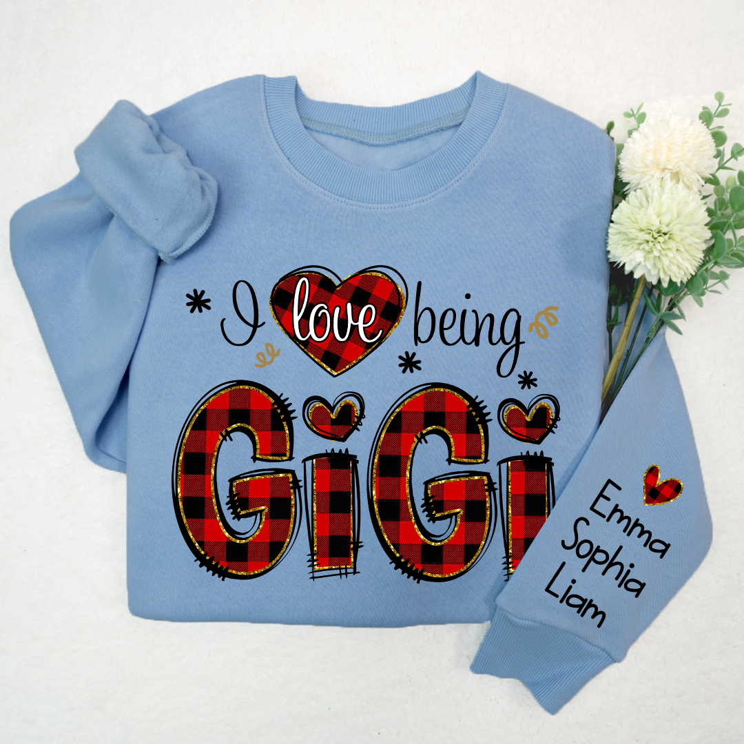 Personalized Love Being Gigi Christmas With Grandkids, Grandma Gift TH Sweatshirt