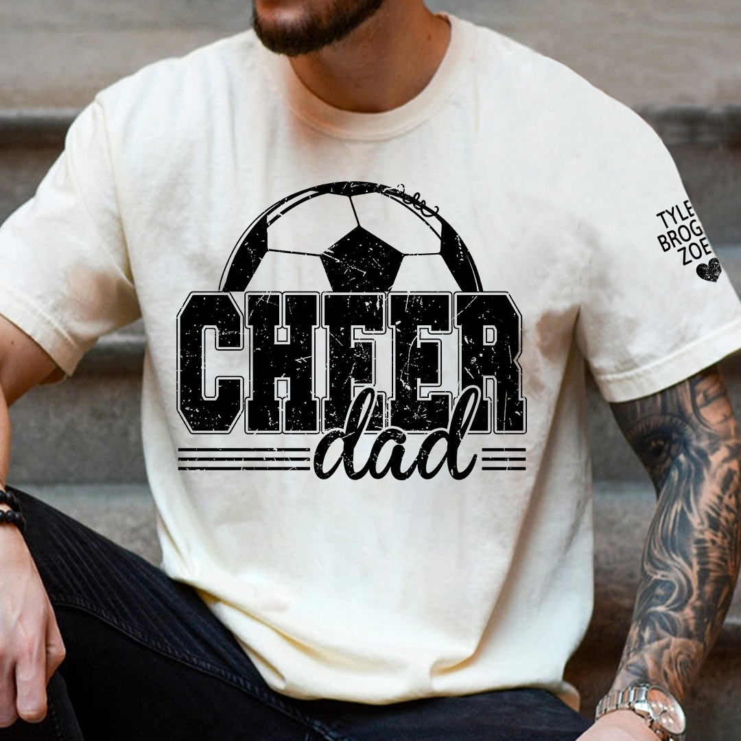 Dad's Cheer T-shirt, personalized Cheering Shirt With Kids' Names, A Meaningful Gift For Your Loved Ones