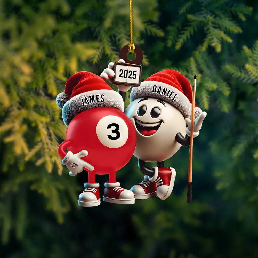 Personalized Pool Ball Ornament 2025 – Custom Billiards Christmas Decoration for Pool Players Ornament