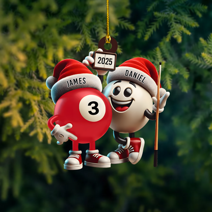 Personalized Pool Ball Ornament 2025 – Custom Billiards Christmas Decoration for Pool Players Ornament