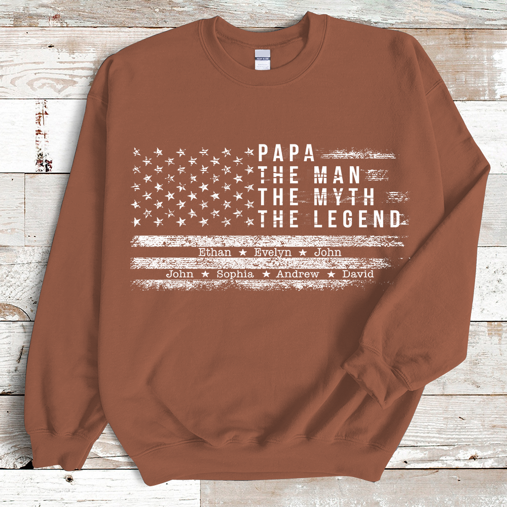 Papa the Man The Myth the Legend And Kids Sweatshirt