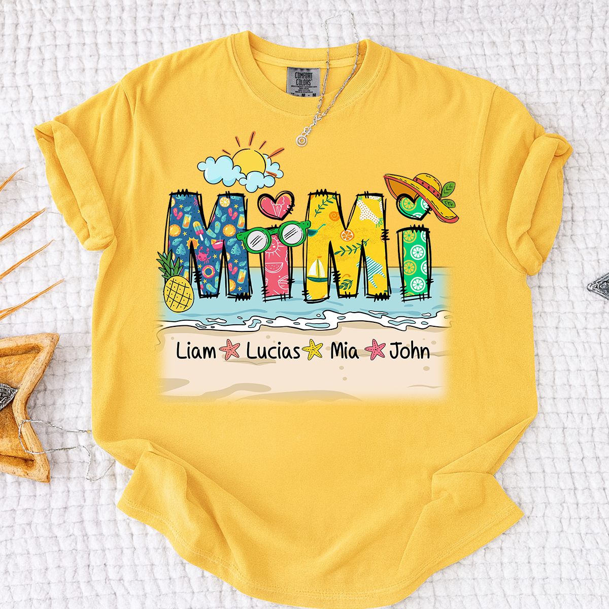 Comfort Colors® Cute Vacation Mimi Shirt with Pineapple and Sunglasses Design for Family