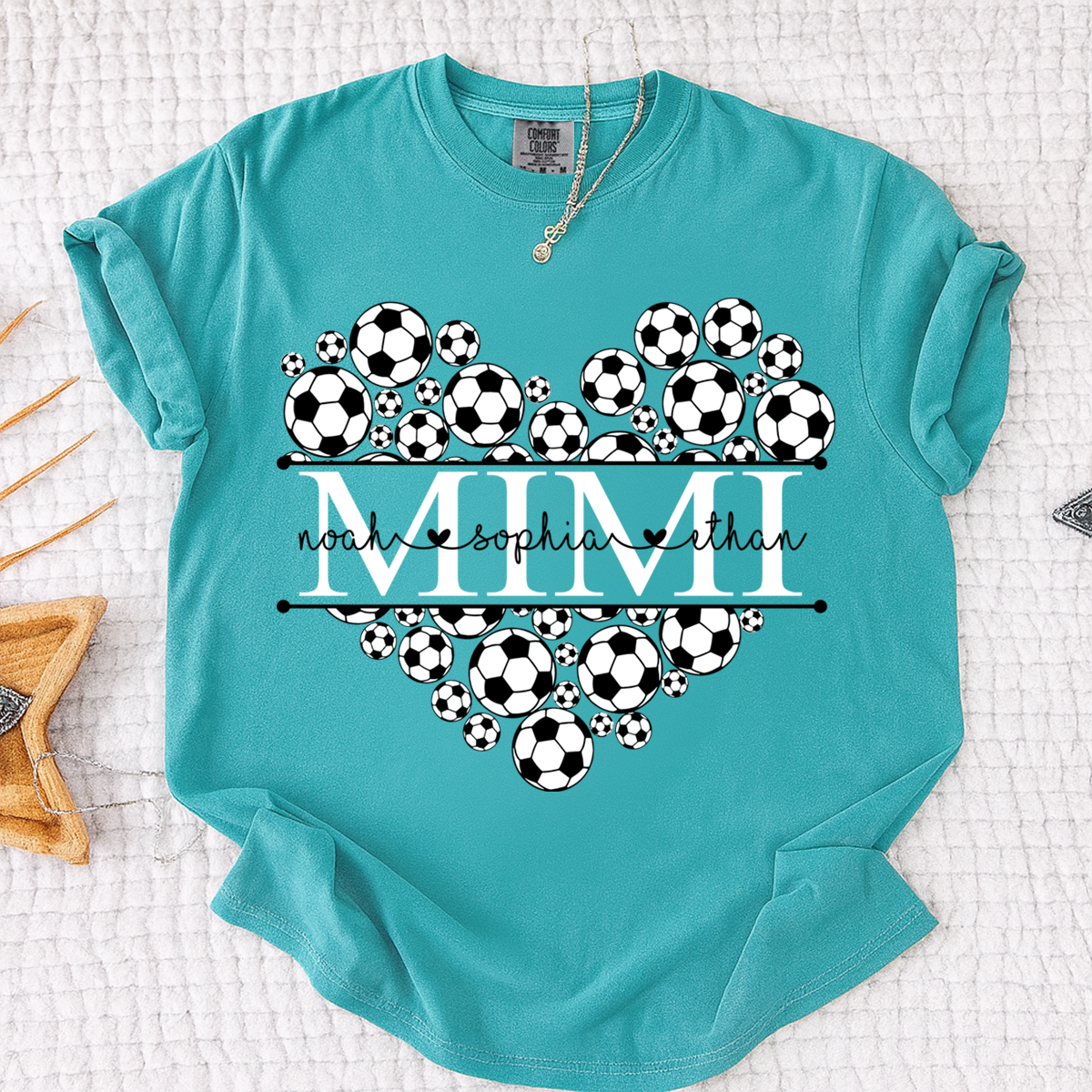 Comfort Colors® Personalized Grandma Soccer Tee, Custom Soccer Mimi Shirt with Custom Grandkids names