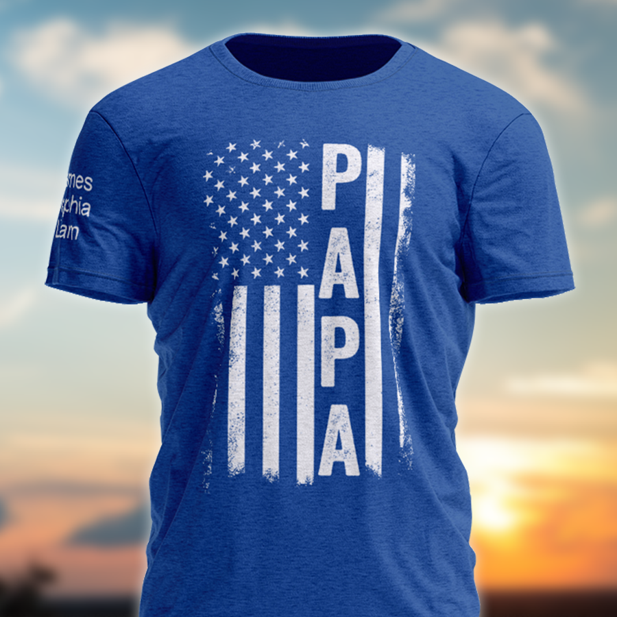 Custom Papa American Flag With Kid Father's Day TH