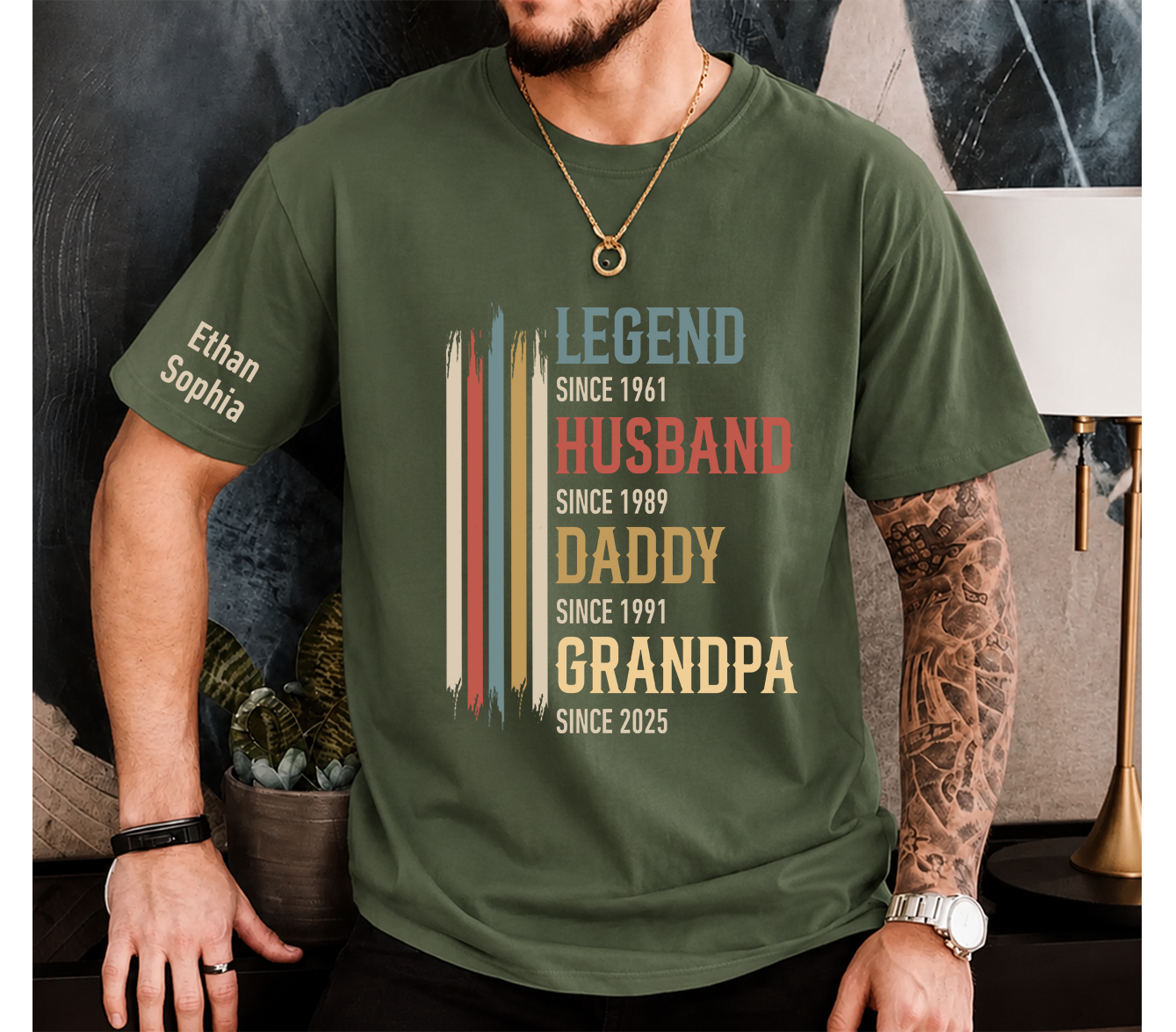 Legend Husband Dad Grandpa T-Shirt – Personalized Names Gift for Father Dad Papa Birthday Fathers Day