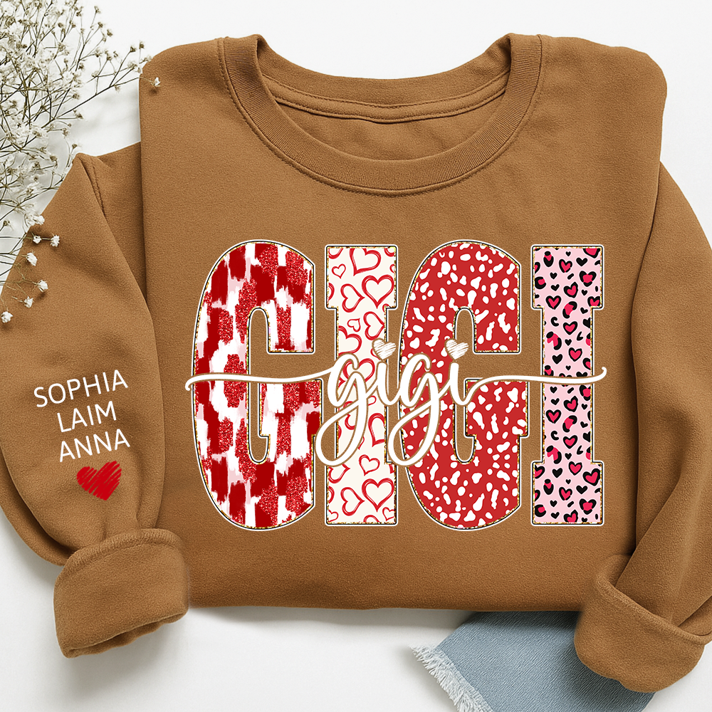 Personalized Valentine Gigi Heart Sweatshirt, Gifts for Grandma And Kids