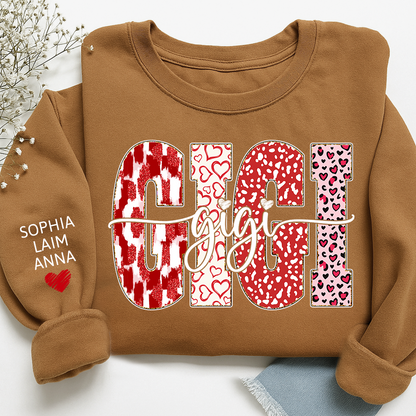 Personalized Valentine Gigi Heart Sweatshirt, Gifts for Grandma And Kids