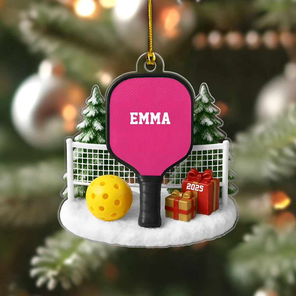 Personalized Pickleball Ornament 2025 – Custom Name Christmas Ornament for Pickleball Player, Unique Sports Gift Ornament
