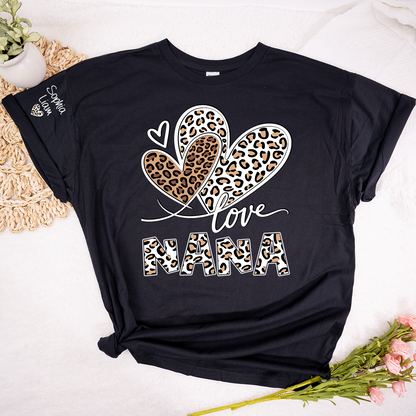 Leopard Love Nana Shirt, Grandma T Shirt with Heart Design, Meaningful Gift for Nana