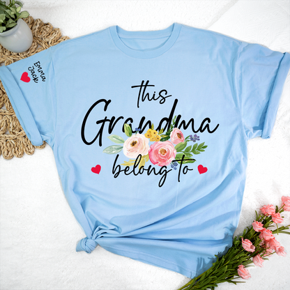 This Grandma Belongs to Shirt, Personalized Grandma T-Shirt with Custom Kids Names and Floral Design