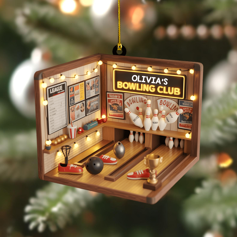 Custom Bowling Room Ornament 2025 – Personalized Name Bowling Alley Christmas Decoration, Perfect Gift for Bowling Fans Ornament