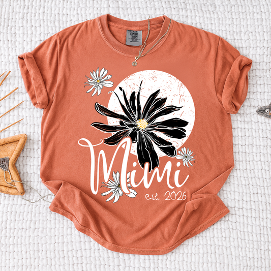 Comfort Colors® Mimi Shirt with Daisy Flower Design, Custom EST, Perfect Gift for Grandmother