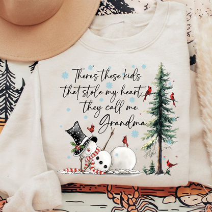 They Call Me Grandma, They Stole My Heart Sweatshirt – Personalized Gift for Grandmother, Cute Holiday Outfit for Christmas