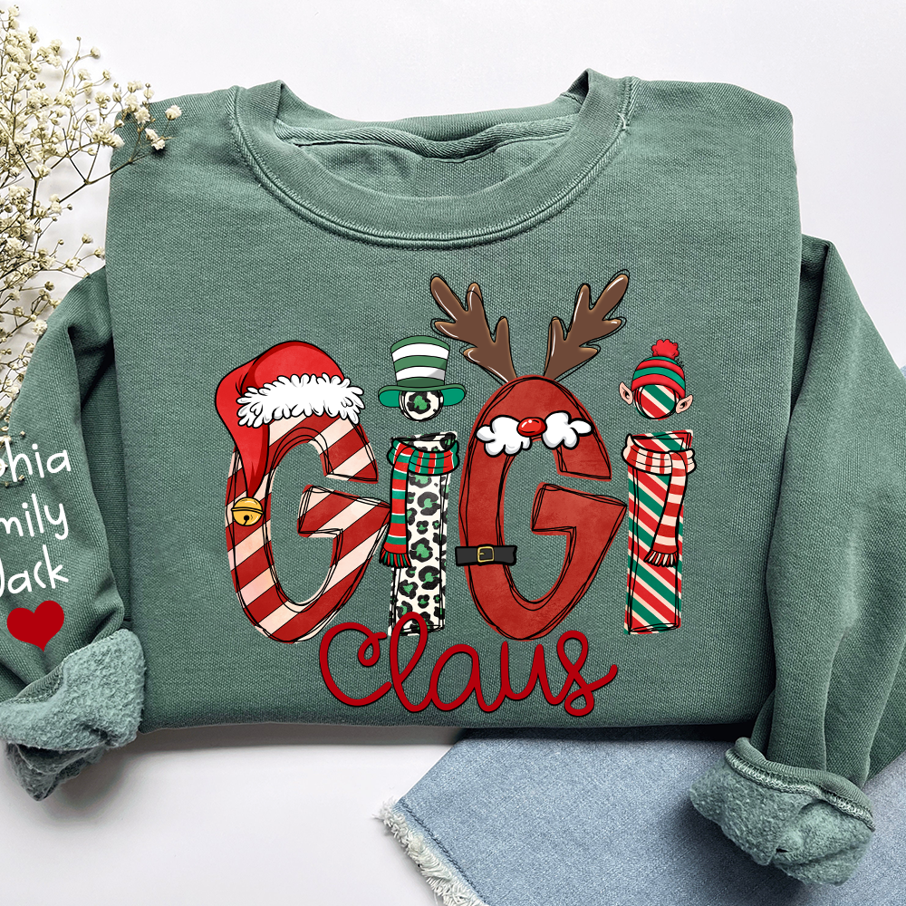 Custom Christmas Gigi Claus Sweatshirt, Gift For Gigi Claus And Kids 2025