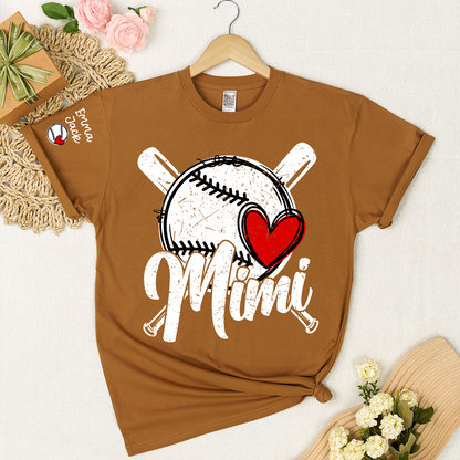 Mimi Baseball Shirt with Heart Design, Personalized T Shirt for Baseball Fans