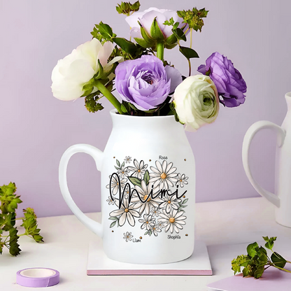 Daisy Mimi And Kids - Custom Home Decoration Flower Vase According To Family Requirements - Warm Gift For Mother's Day, Ceramic Flower Vase