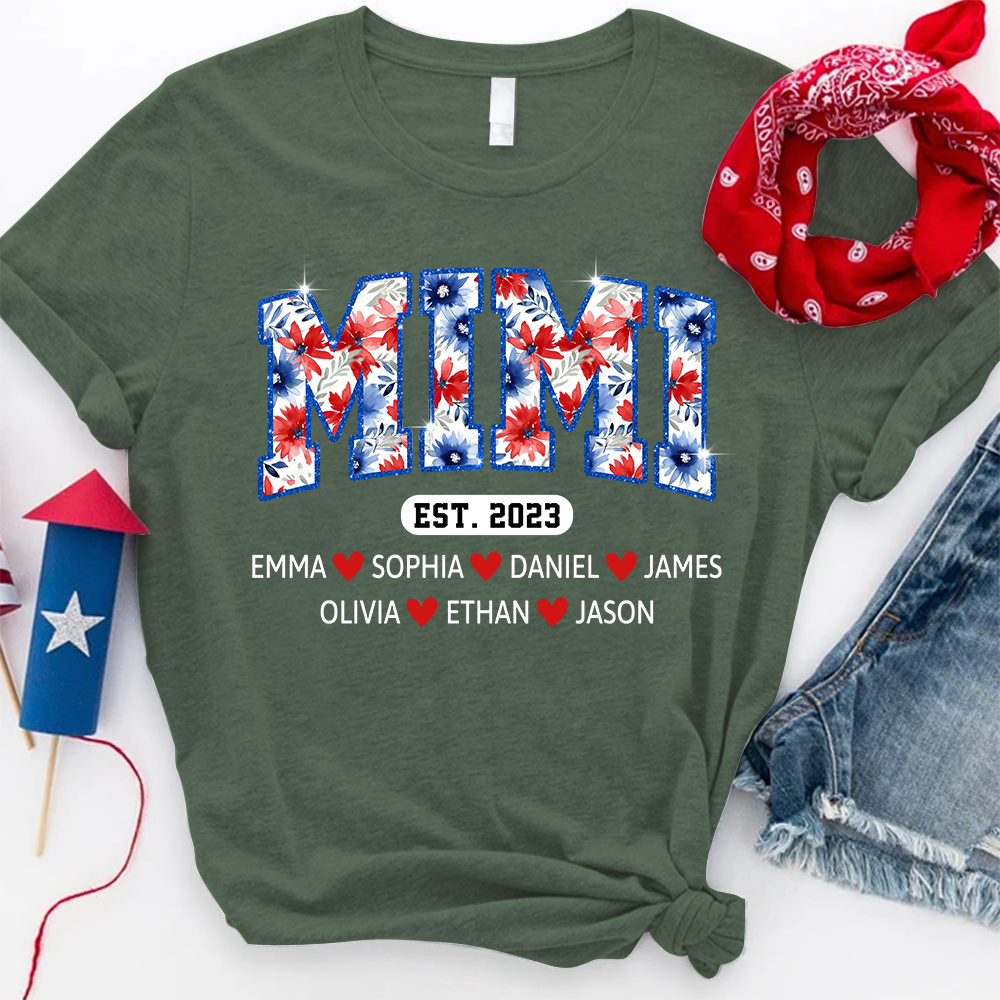 Mimi Floral Est Glitter, Custom Grandma With Kids, Mother's Day TH T-Shirt