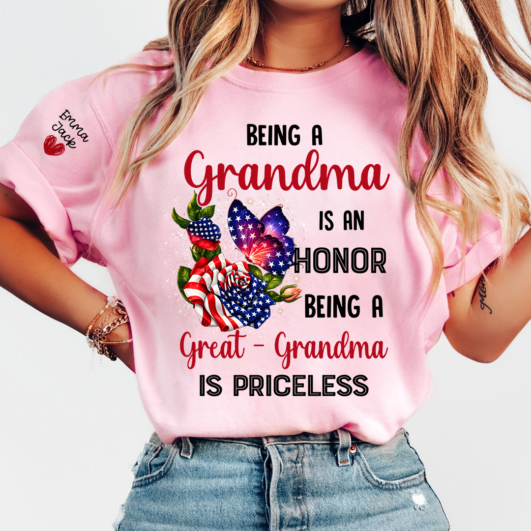 Being a Grandma is an Honor, Being a Great-Grandma is Priceless, Patriotic Grandma And Kids Gift