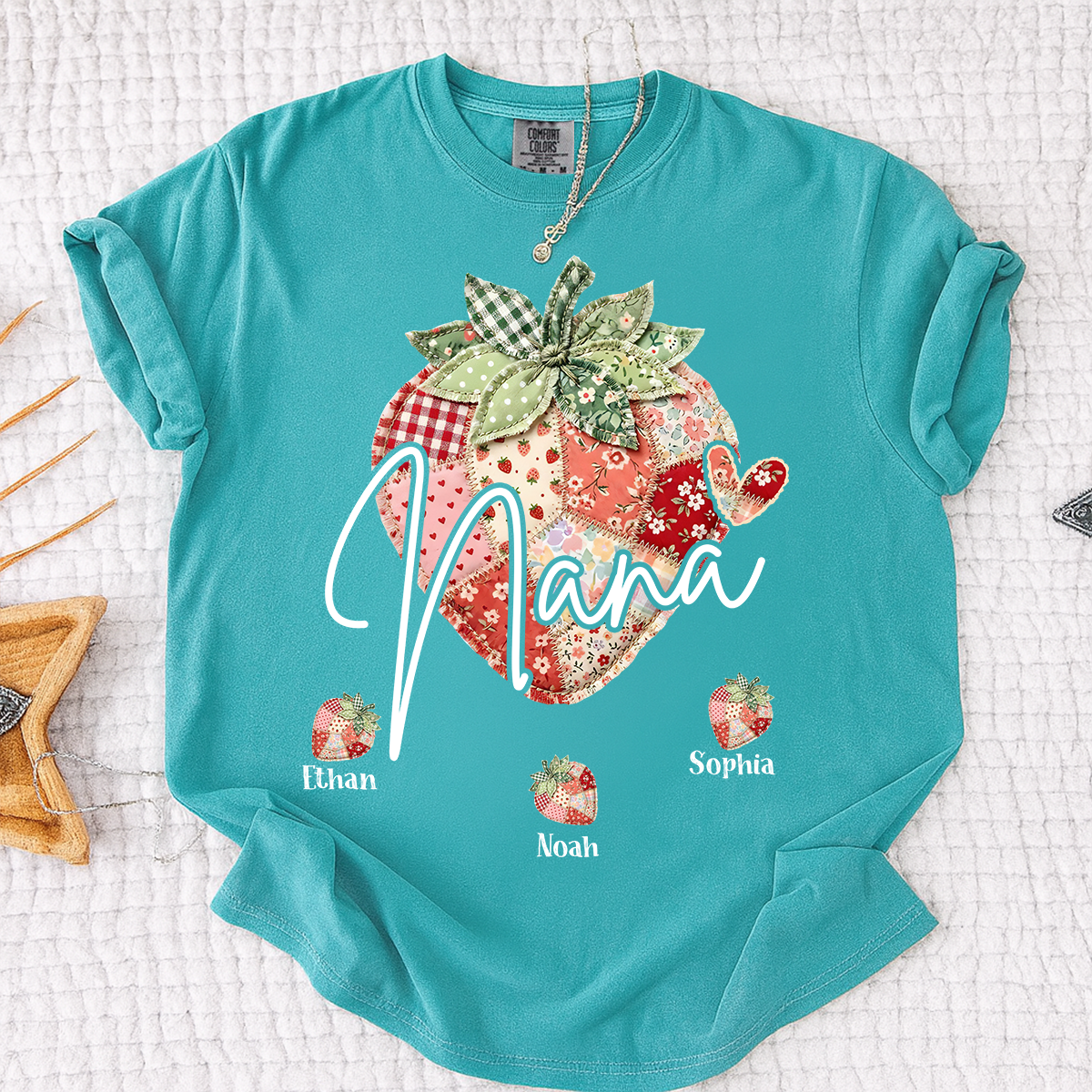 Comfort Colors® Nana Strawberry Graphic Tee, Fun and Sweet Personalized Grandma Shirt For Gift Nana And Kids