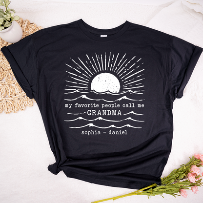 Personalized Grandma Beach Shirt, My Favorite People Call Me Grandma, Custom Grandkids Names Summer T Shirt, Grandma Gift