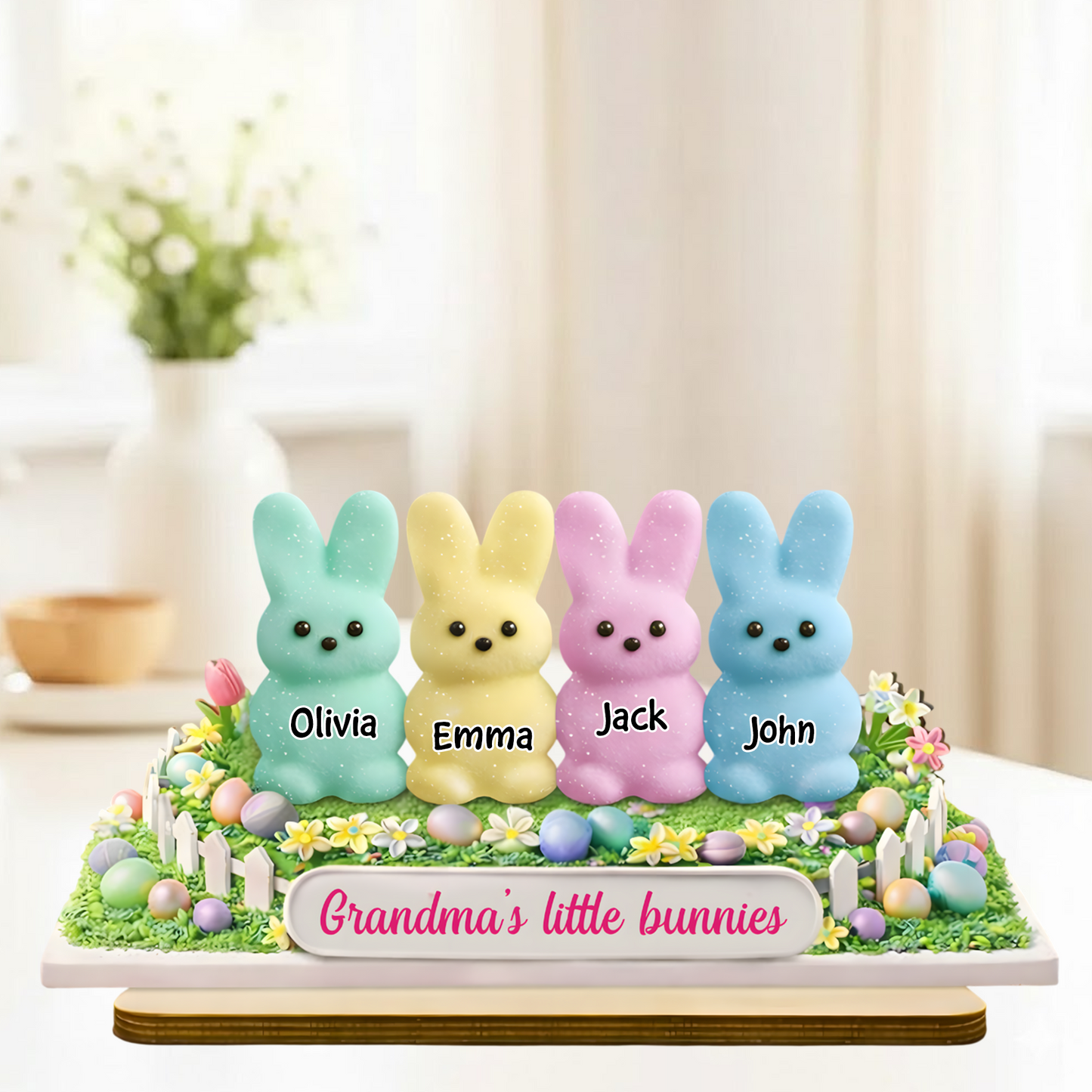 Personalized Easter Bunny Plaque for Grandma - Custom Names of Grandkids, "Grandma's Little Bunnies" Spring Decor
