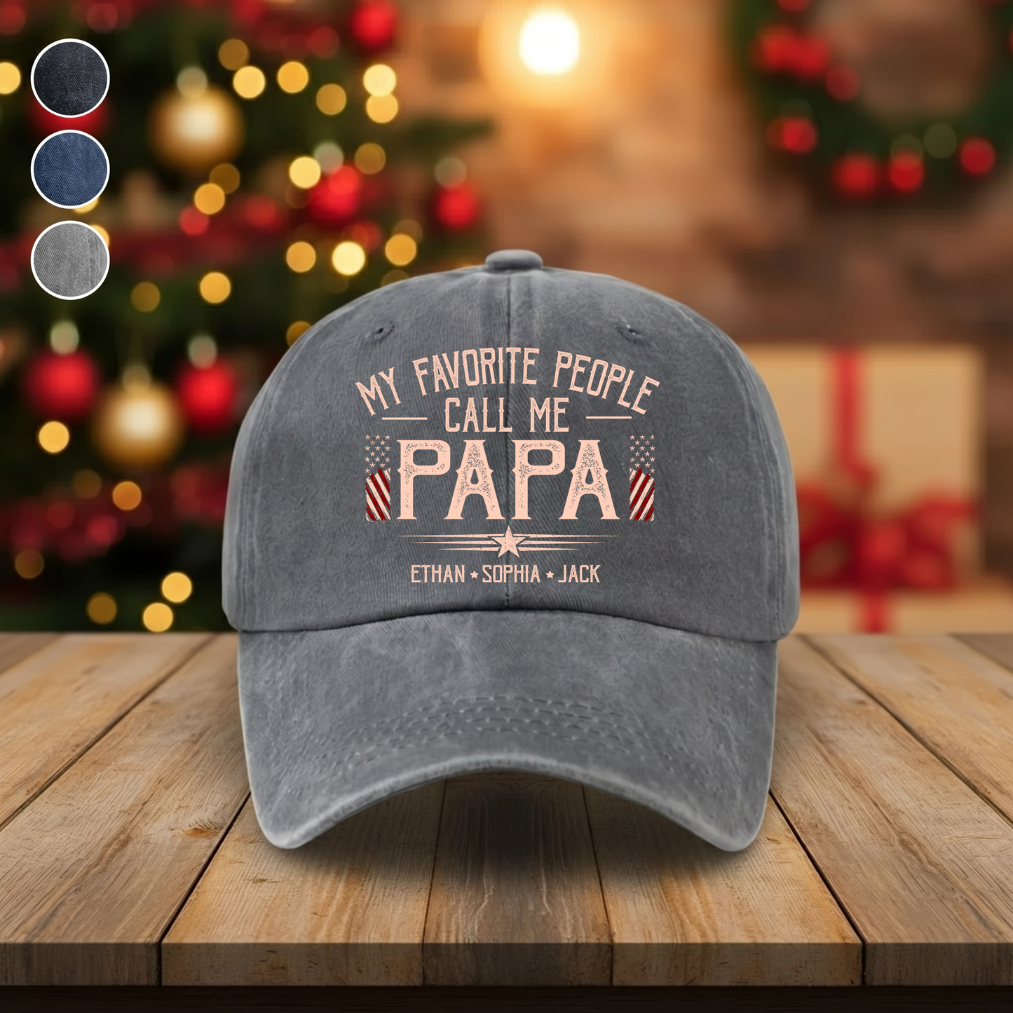 My Favorite People Call Me Grandpa Hat, Funny Grandpa Baseball Cap, Patriotic American Flag Gift for Grandfather Dad Papa Fathers Day Birthday Present