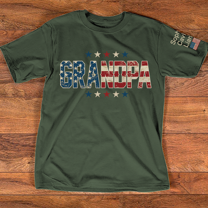 Grandpa Patriotic Shirt, Personalized Grandpa T-Shirt with American Flag Design and Custom Names